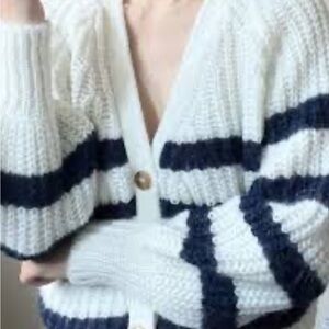 Sézane basile cardigan size small ecru and marine